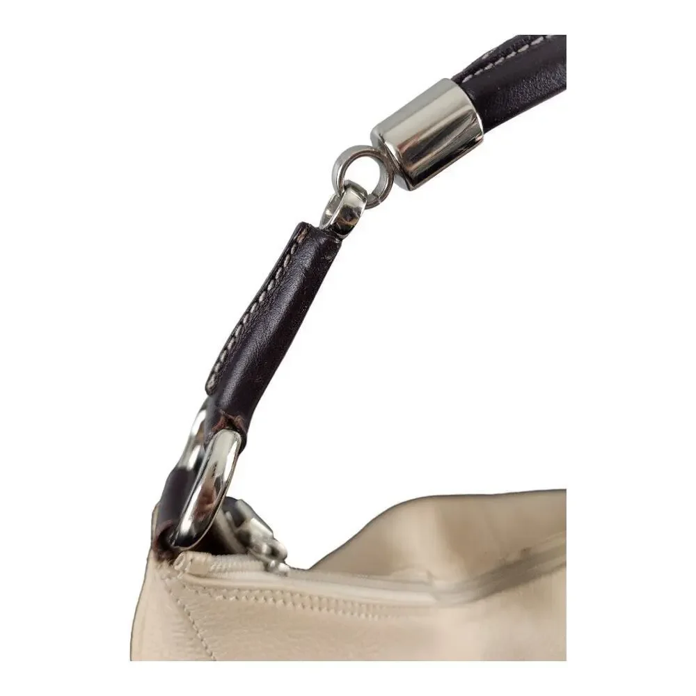 PuntoTres Genuine leather‎ hobo shoulder bag white black made in Spain purse